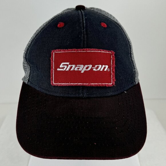 Snap-On Other - Snap-On Trucker Hat Patch Logo Mesh Gray Red Adjustable Hook Loop Cap OSFA